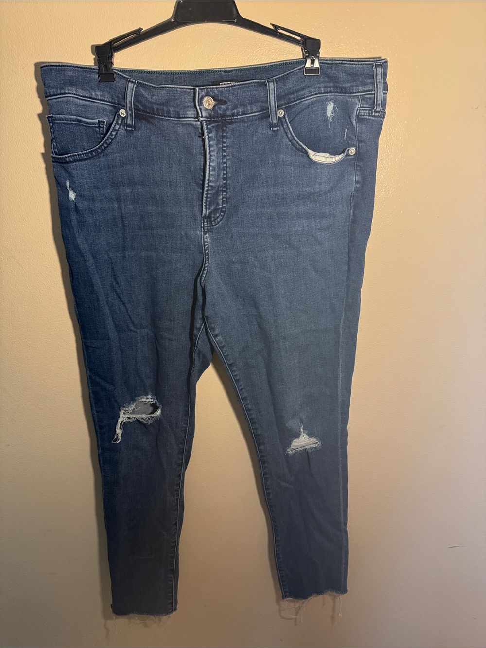 Express Dark Blue Distressed Skinny Jeans